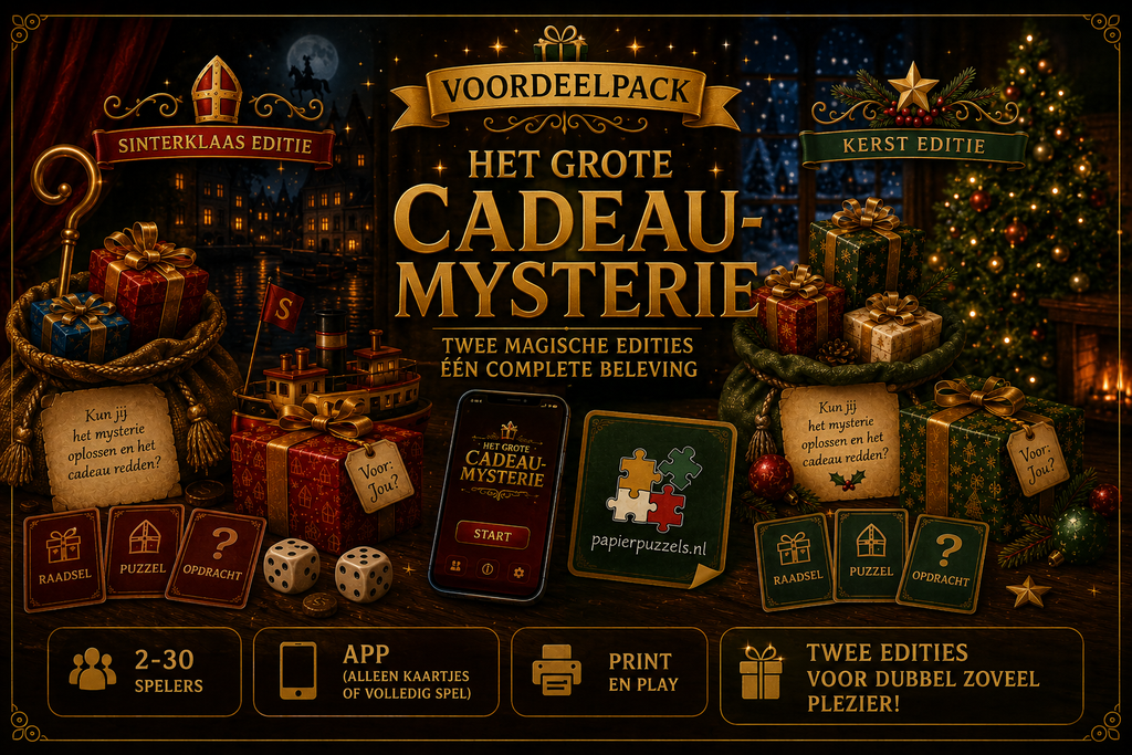 [DOB-DEC-XX-01-SPEL] Het Grote Cadeau-mysterie - Voordeelpack (Sinterklaas- & Kerst-dobbelspel)